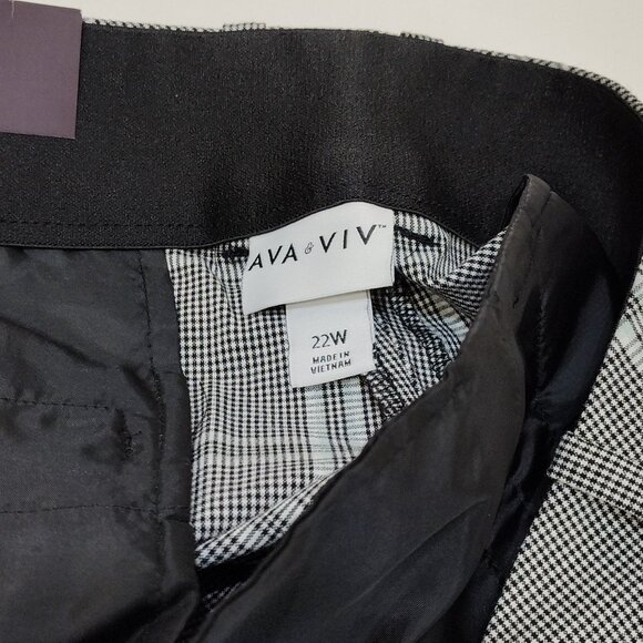 Ava & Viv Plaid Ankle Pant Mid-Rise Comfort Waist Stretch 22W Fitted Hip & Thigh - Picture 9 of 11